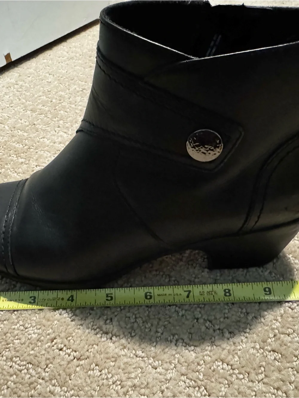 Black Leather Women's Ankle Boots - Classic Zip & Strap - Size 8 - Picture 10 of 10